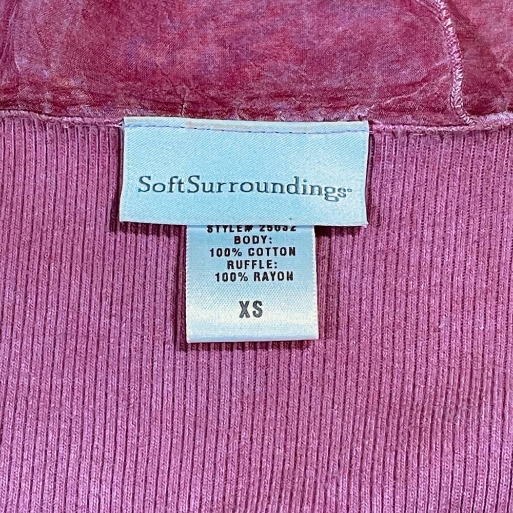 Soft Surroundings Blouse Women's XS Pink 3/4 Sleeve Ruffles - Picture 7 of 15